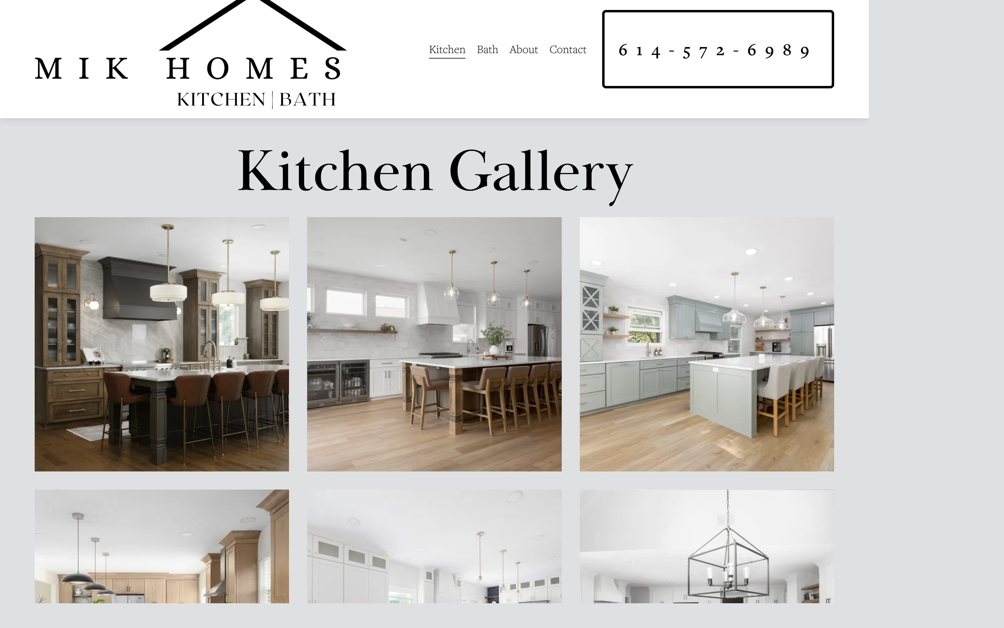 Original MIK Homes kitchen gallery with project photography shown as a small thumbnail grid