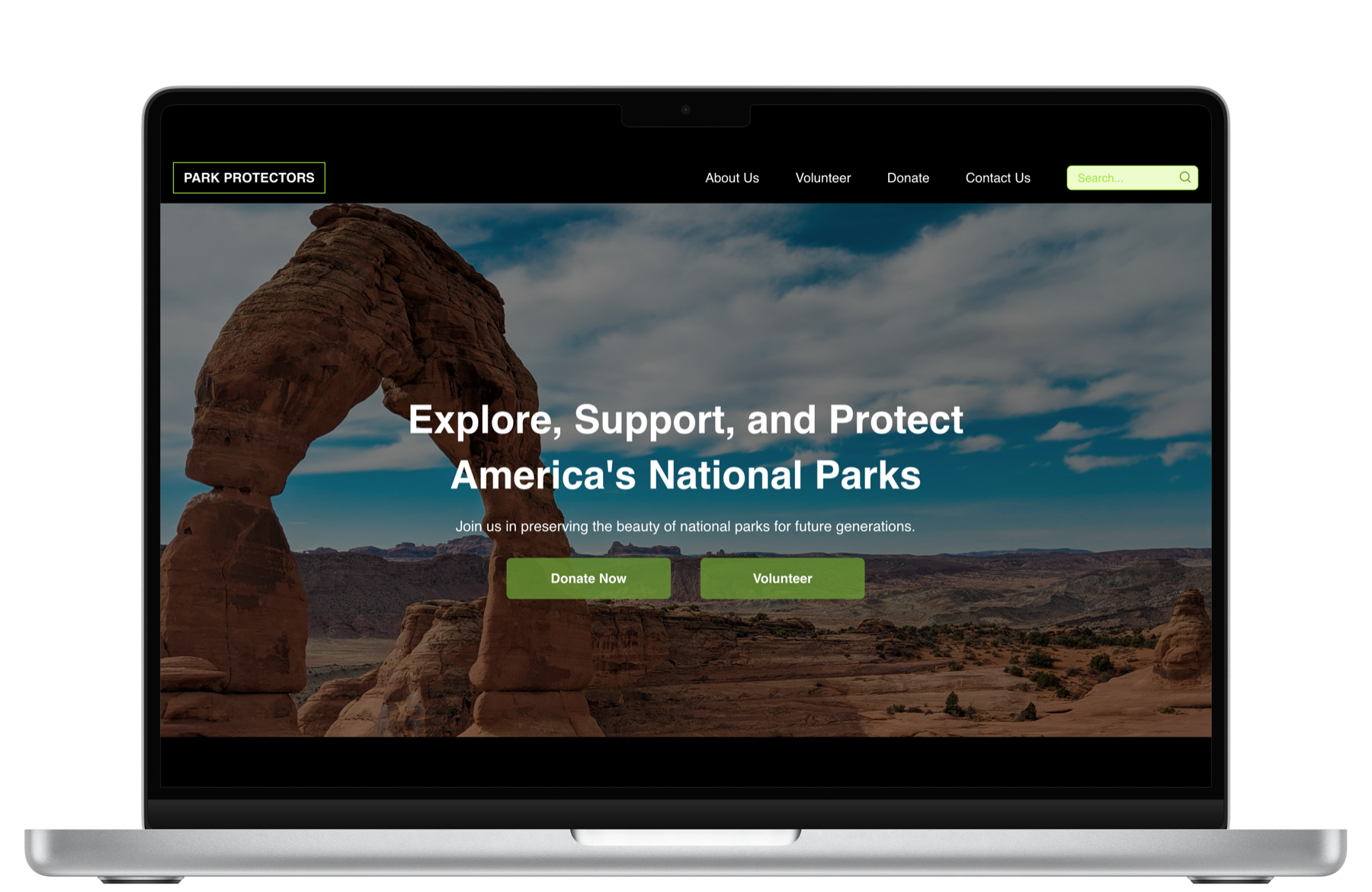 Park Protectors responsive website shown on a laptop