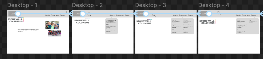Navigation wireframe concepts for Stonewall Columbus